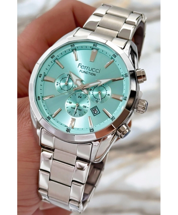 Çelik Kordon Function Erkek Kol Saati Gümüş-Mavi Yeni Sezon sdfer083