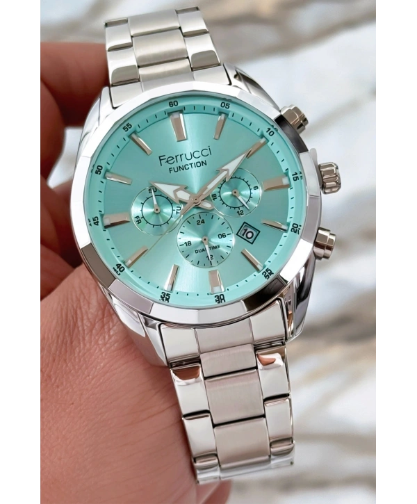 Çelik Kordon Function Erkek Kol Saati Gümüş-Mavi Yeni Sezon sdfer083