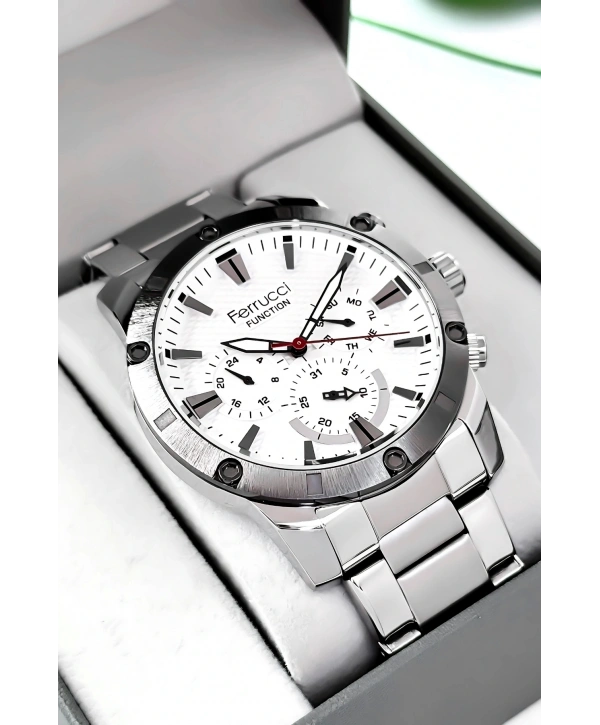 Function Erkek Kol Saati Gümüş-beyaz Çelik Kordon 3atm Suya Dayanıklı Sdfer093