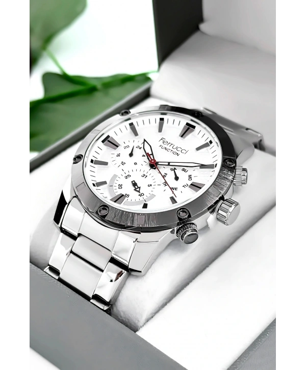 Function Erkek Kol Saati Gümüş-beyaz Çelik Kordon 3atm Suya Dayanıklı Sdfer093