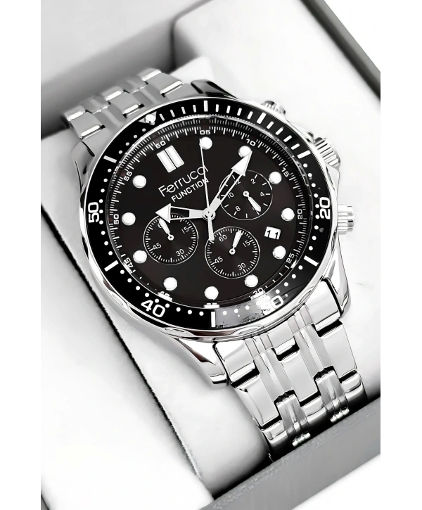 Function Erkek Kol Saati Gümüş-siyah Çelik Kordon 3atm Suya Dayanıklı Sdfer095