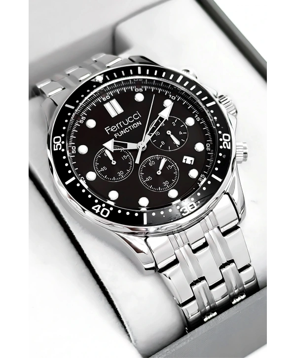 Function Erkek Kol Saati Gümüş-siyah Çelik Kordon 3atm Suya Dayanıklı Sdfer095
