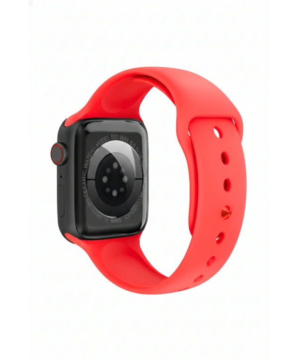 Fc Smart S10 Max – Bluetooth Arama, Spor Modları, Alüminyum Kasa Akıllı Saat Kırmızı-Siyah