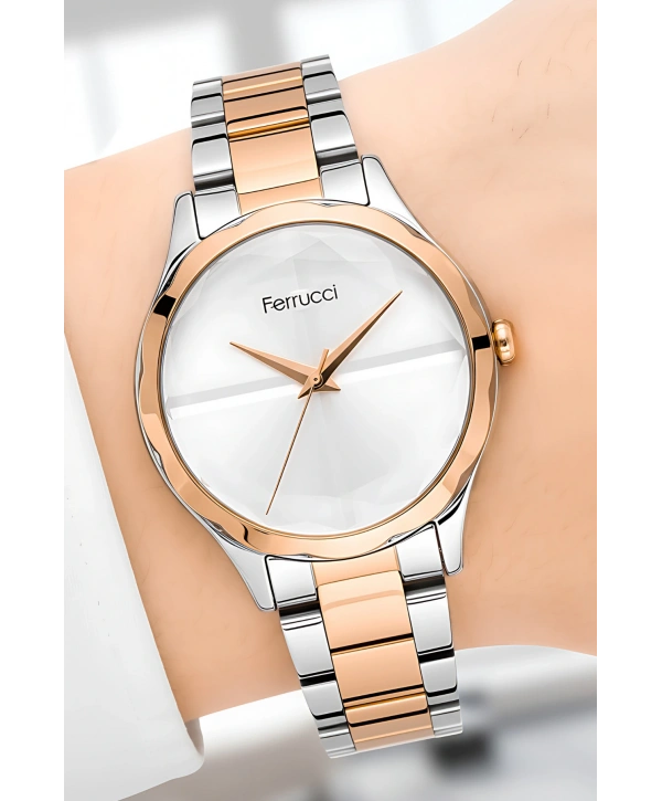 Ferrucci Gümüş-rose Gold Çelik Kordon Çelik Kasa Kadın Kol Saati Fc 13066m.03 Zmfer097