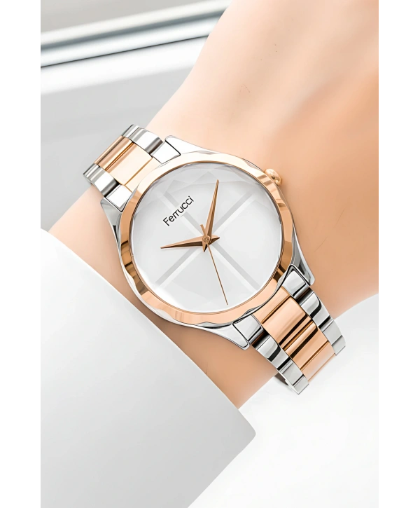 Ferrucci Gümüş-rose Gold Çelik Kordon Çelik Kasa Kadın Kol Saati Fc 13066m.03 Zmfer097