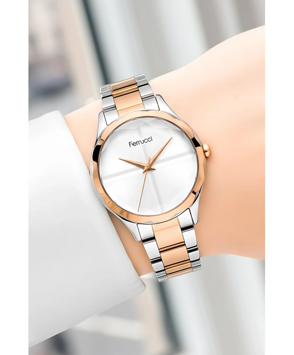 Ferrucci Gümüş-rose Gold Çelik Kordon Çelik Kasa Kadın Kol Saati Fc 13066m.03 Zmfer097