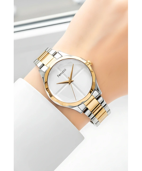 Ferrucci Gümüş-gold Çelik Kordon Çelik Kasa Kadın Kol Saati Fc 13066m.04 Zmfer097
