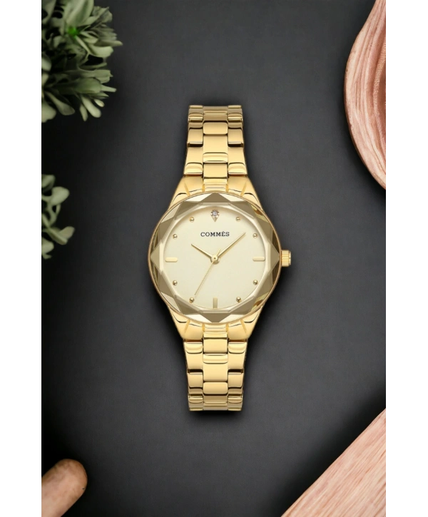 Commes Gold-altın Renk Çelik Kordon Çelik Kasa Kadın Kol Saati Sdcms036