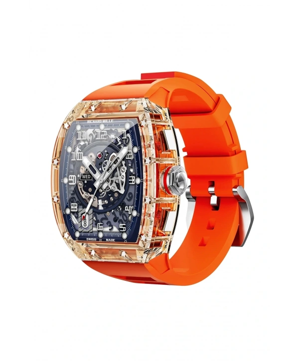 JG.POLO CLUB Turuncu Renk Darbeye Dayanıklı Akıllı Saat: 2,2 İnç Ekran, Sesli Görüşme ve Siri Asista