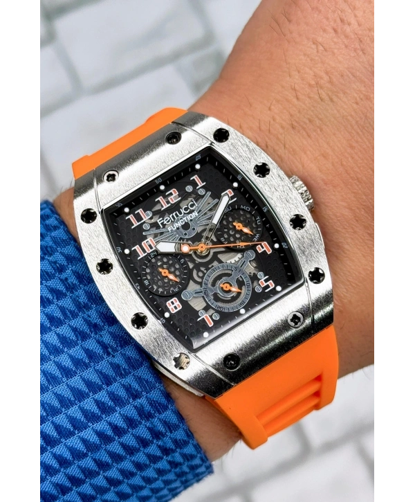 Function, 3atm, Turuncu Renk Silikon Kordon Erkek Kol Saati, Sdfer138