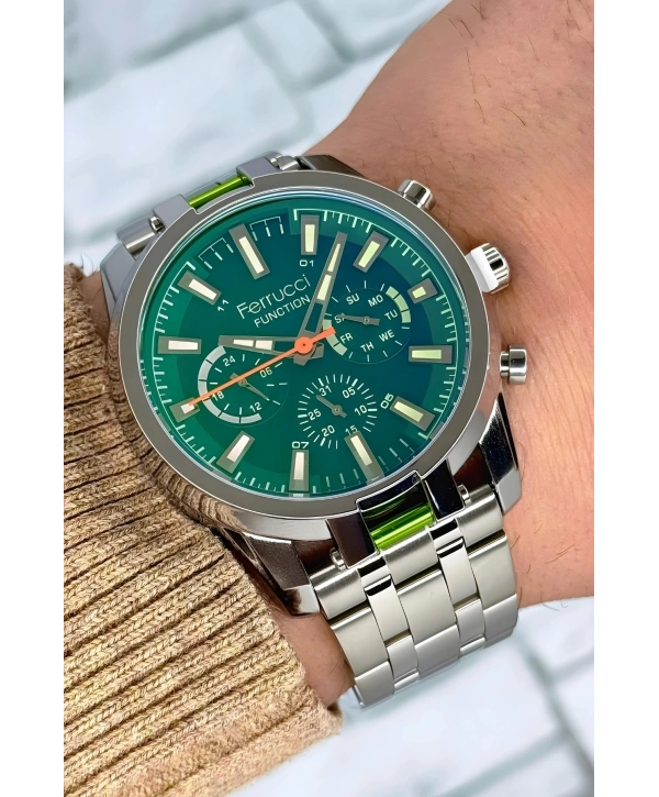 Function, 3atm, Gümüş-gümüş Renk Erkek Kol Saati, Renkli Mineral Cam Bileklik Sdfer139