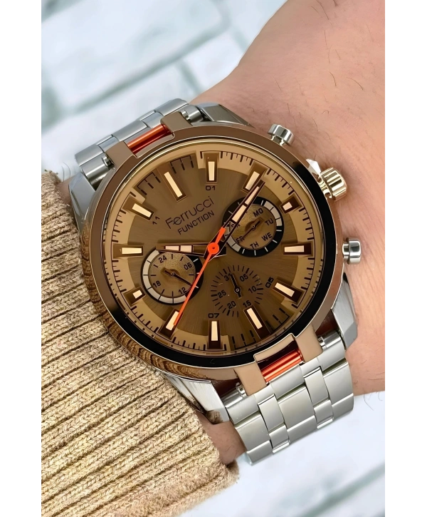 Function, 3atm, Gümüş-rose Renk Erkek Kol Saati, Renkli Mineral Cam Bileklik Sdfer139