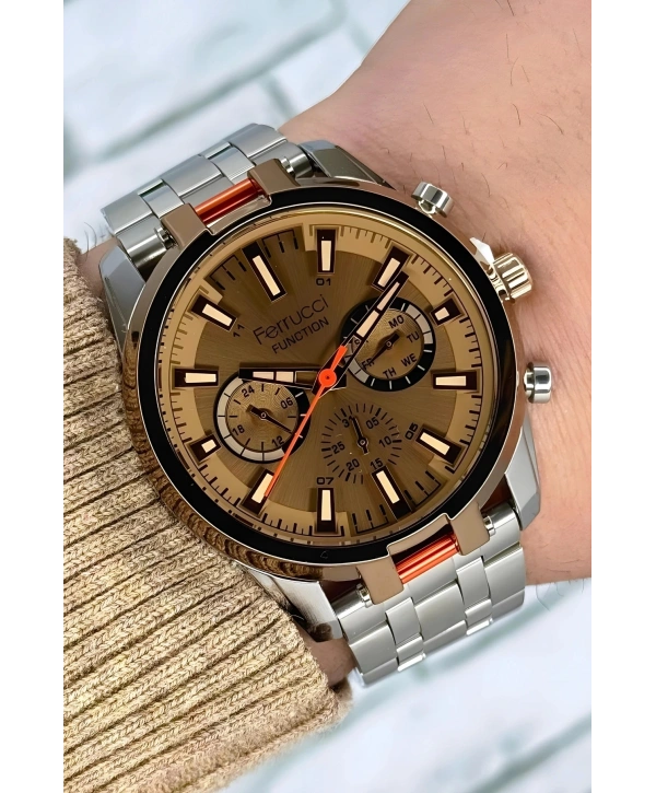 Function, 3atm, Gümüş-rose Renk Erkek Kol Saati, Renkli Mineral Cam Bileklik Sdfer139