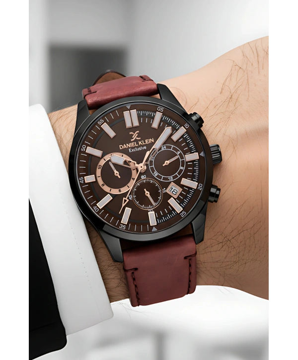 Exclusive Kahverengi Deri Kordon Erkek Kol Saati 3 Atm+Bileklik Hediyeli sddk085