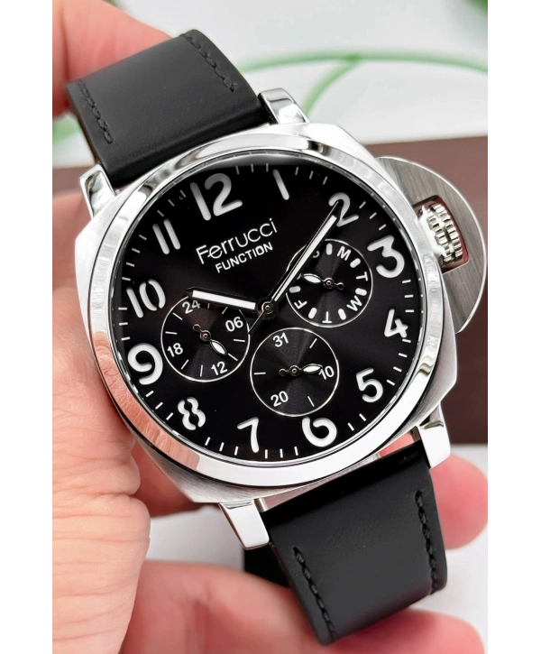 Siyah Deri Kordon Function Erkek Kol Saati 3atm Bileklik Hediyeli Sdfer141