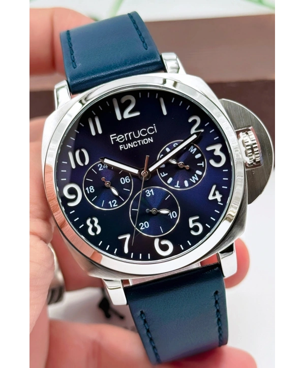 Lacivert Deri Kordon Function Erkek Kol Saati 3atm Bileklik Hediyeli Sdfer141