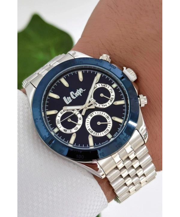 Gümüş-mavi Renk Çelik Kordon&kasa Fonksiyonlu Erkek Kol Saati 3atm Bileklik Sdlc003