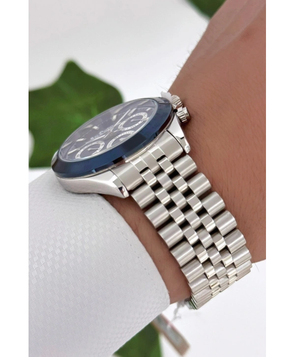 Gümüş-mavi Renk Çelik Kordon&kasa Fonksiyonlu Erkek Kol Saati 3atm Bileklik Sdlc003