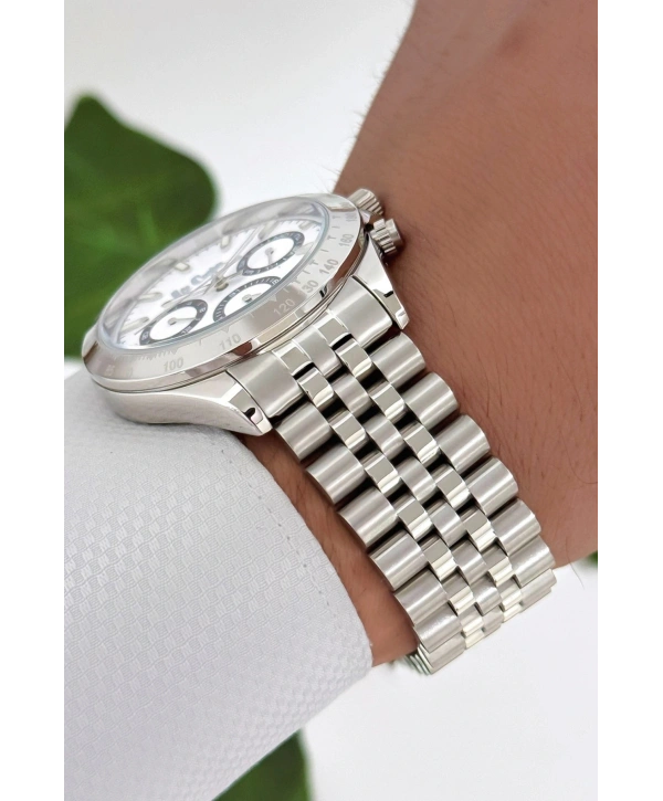 Gümüş-beyaz Renk Çelik Kordon&kasa Fonksiyonlu Erkek Kol Saati 3atm Bileklik Sdlc003