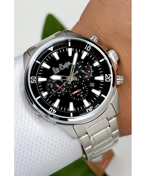 Çelik Kordon&kasa Gümüş-siyah Renk Fonksiyonlu Erkek Kol Saati 3atm Bileklik Sdlc006