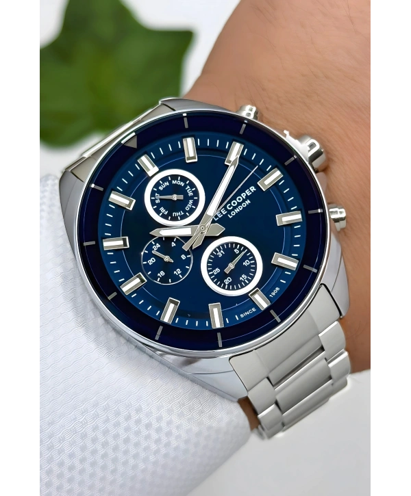 Çelik Kordon&kasa Gümüş-mavi Renk Fonksiyonlu Erkek Kol Saati 3atm Bileklik Sdlc004