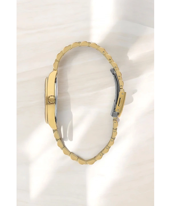 Gold Renk Çelik Kordon&kasa Kadın Kol Saati Bileklik Hediyeli Sdlc008