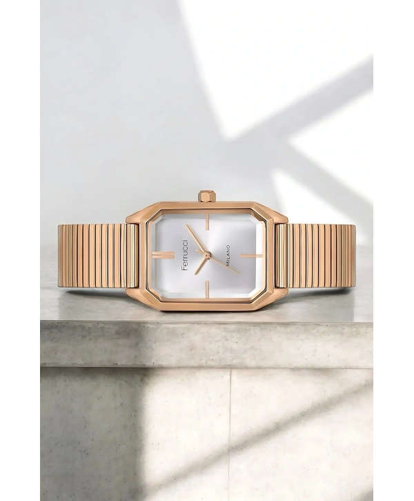 Ferrucci Rose Gold Renk Kadın Kol Saati - Şık Çelik Kordon Ve Kasa, Orijinal Ve Garantili Sdfer149