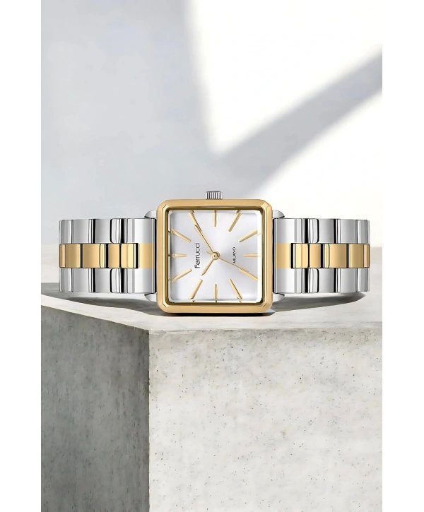 Ferrucci Kadın Kol Saati - Çelik Kordon & Şık Tasarım, 2 Yıl Garanti Gümüş-gold Sdfer150