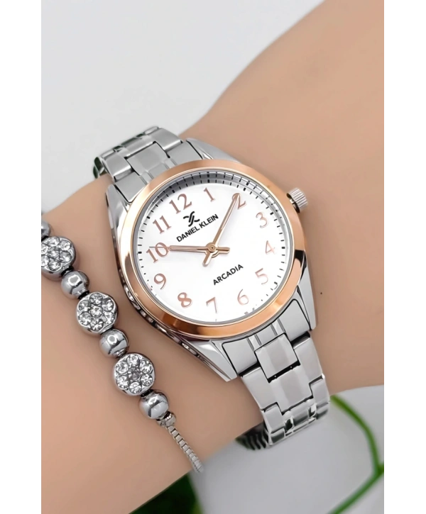 Kadın Kol Saati Gümüş-rose Renk Çelik Kordon&kasa Sddk089