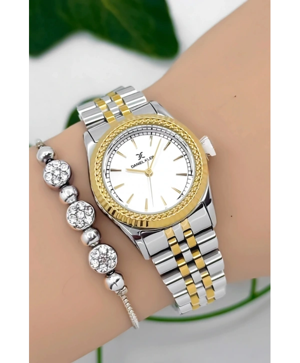 Kadın Kol Saati Gold-gümüş Renk Çelik Kordon&kasa Sddk091