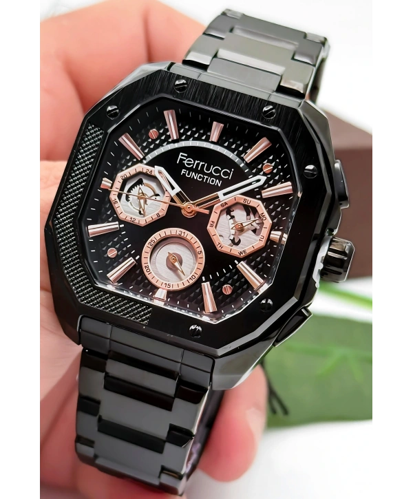 Function Erkek Kol Saati, Çelik Kordon & Özel Tasarım, 3atm Suya Dayanıklı Siyah Sdfer166