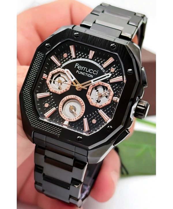 Function Erkek Kol Saati, Çelik Kordon & Özel Tasarım, 3atm Suya Dayanıklı Siyah Sdfer166