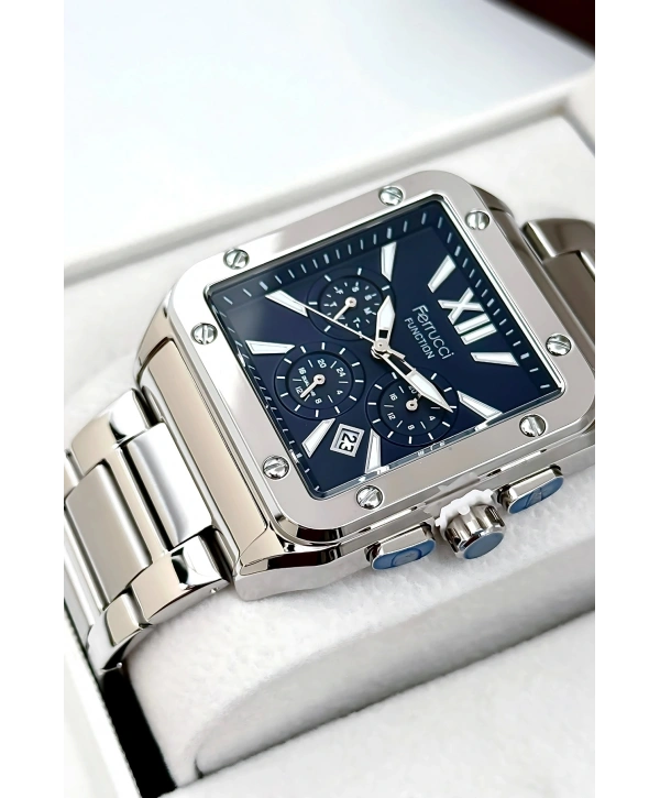 Function Erkek Kol Saati, Çelik Kordon 3atm Suya Dayanıklı Gümüş-mavi Sdfer168