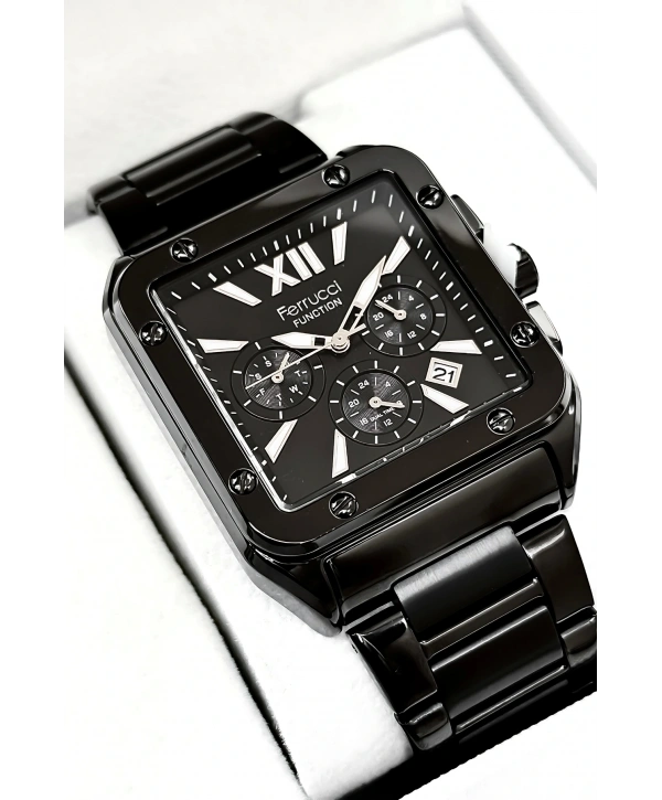 Function Erkek Kol Saati, Çelik Kordon 3atm Suya Dayanıklı Siyah Sdfer168