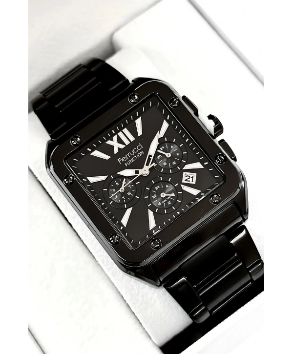 Function Erkek Kol Saati, Çelik Kordon 3atm Suya Dayanıklı Siyah Sdfer168