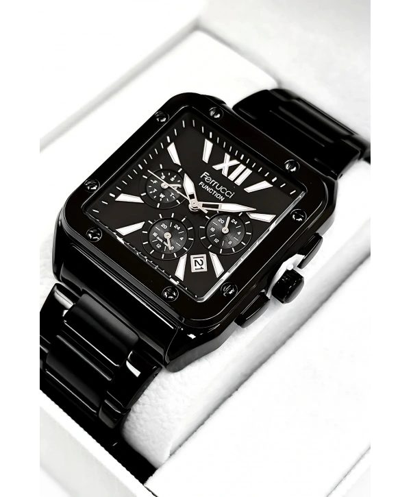 Function Erkek Kol Saati, Çelik Kordon 3atm Suya Dayanıklı Siyah Sdfer168