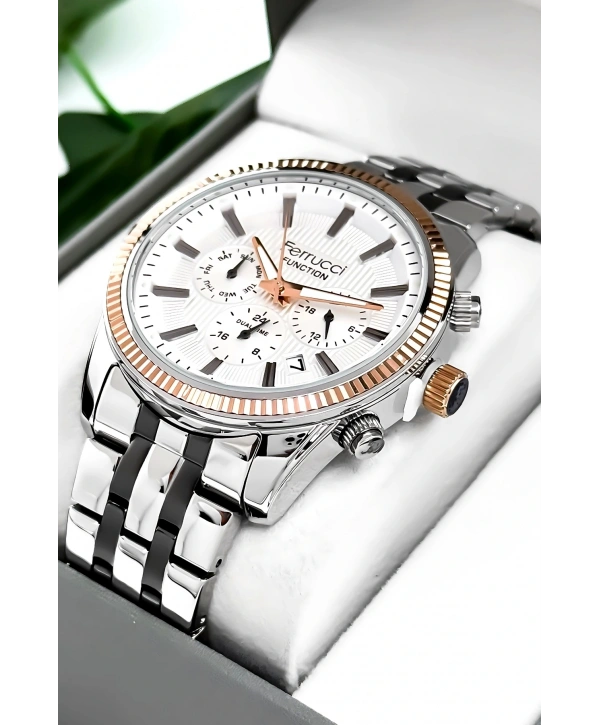 Function Erkek Kol Saati Çelik Kordon Gümüş-beyaz Bileklik Hediyeli 3atm Sdfer170