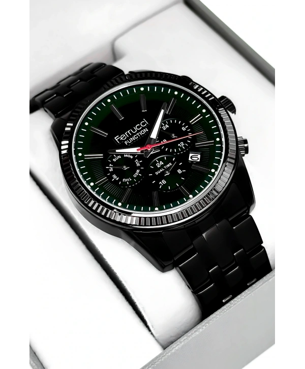 Function Erkek Kol Saati Çelik Kordon Siyah Bileklik Hediyeli 3atm Sdfer170