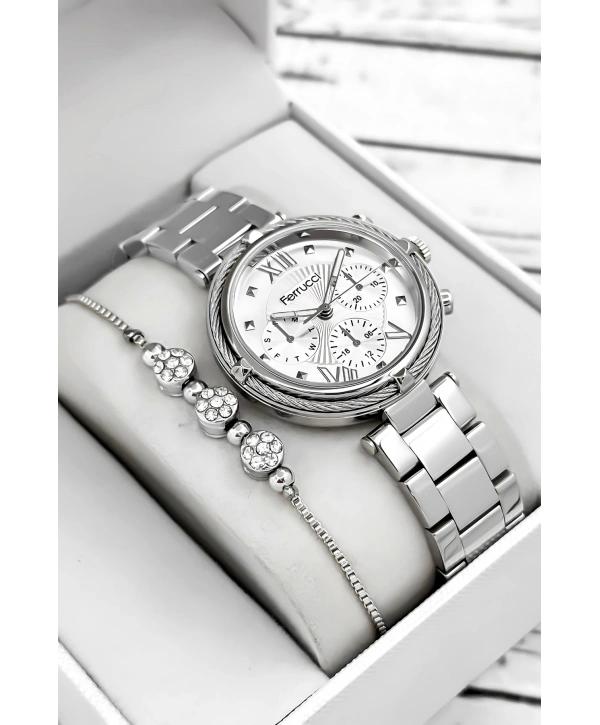 Ferrucci Çelik Kordon & Şık Tasarım, Kadın Kol Saati, 3atm Suya Dayanıklı Gümüş Sdfer171