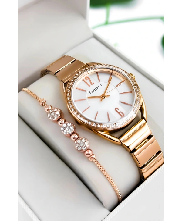Ferrucci Çelik Kordon & Kasa Kadın Kol Saati, 3atm Suya Dayanıklı Rose Sdfer172