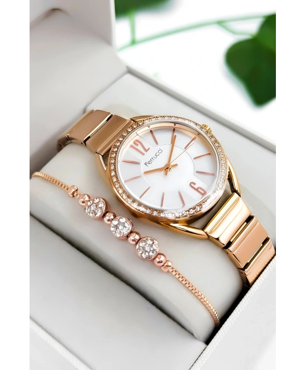 Ferrucci Çelik Kordon & Kasa Kadın Kol Saati, 3atm Suya Dayanıklı Rose Sdfer172