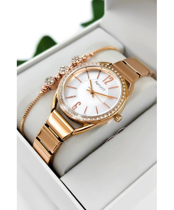 Ferrucci Çelik Kordon & Kasa Kadın Kol Saati, 3atm Suya Dayanıklı Rose Sdfer172