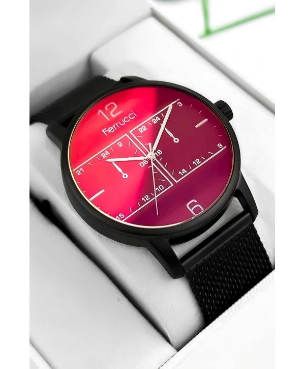 Erkek Kol Saati Çelik Kordon Siyah Bileklik Hediyeli 3atm Sdfer173