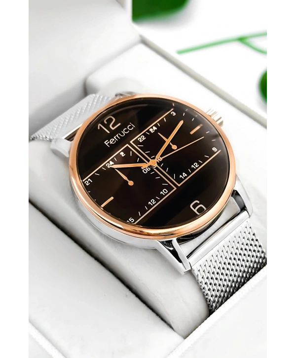 Erkek Kol Saati Çelik Kordon Gümüş-rose Bileklik Hediyeli 3atm Sdfer173