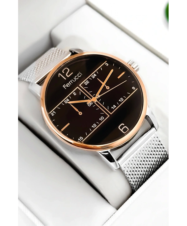 Erkek Kol Saati Çelik Kordon Gümüş-rose Bileklik Hediyeli 3atm Sdfer173