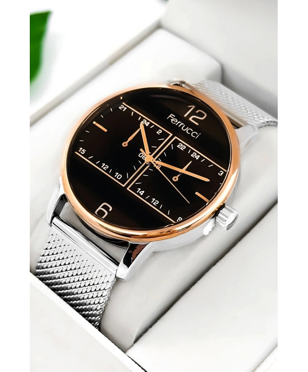 Erkek Kol Saati Çelik Kordon Gümüş-rose Bileklik Hediyeli 3atm Sdfer173