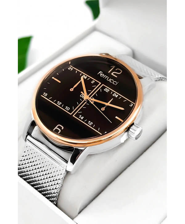 Erkek Kol Saati Çelik Kordon Gümüş-rose Bileklik Hediyeli 3atm Sdfer173