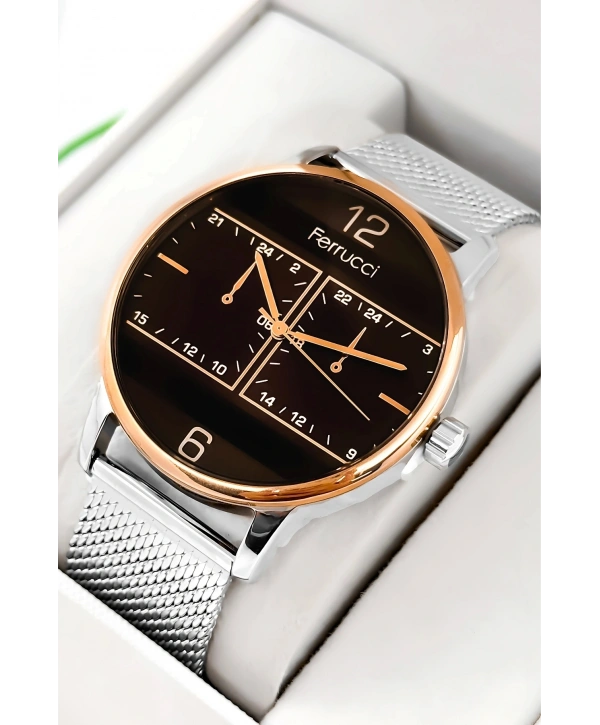 Erkek Kol Saati Çelik Kordon Gümüş-rose Bileklik Hediyeli 3atm Sdfer173