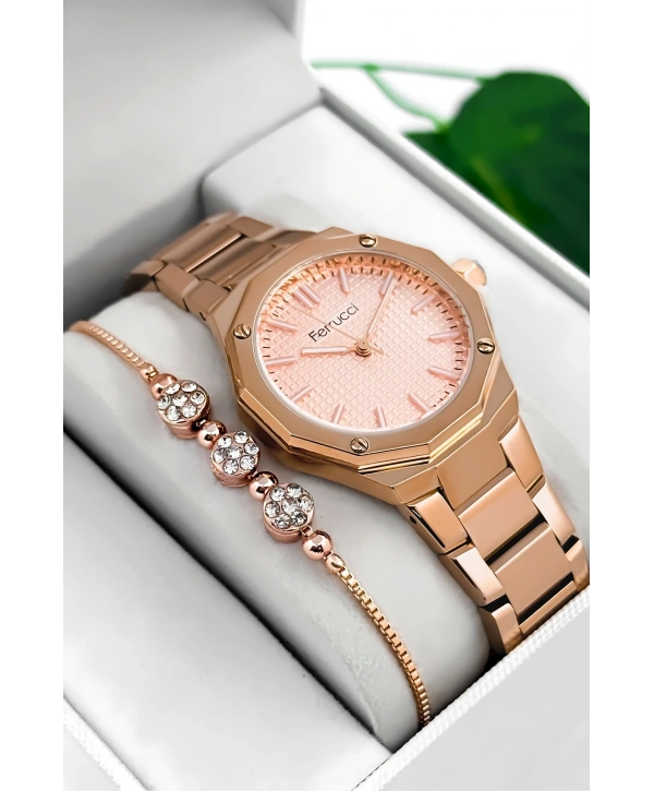 Ferrucci Çelik Kordon & Kasa Kadın Kol Saati, 3atm Suya Dayanıklı Rose Sdfer175