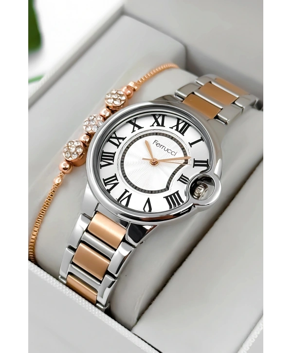 Ferrucci Çelik Kordon & Kasa Kadın Kol Saati, 3atm Suya Dayanıklı Rose-gümüş Sdfer177